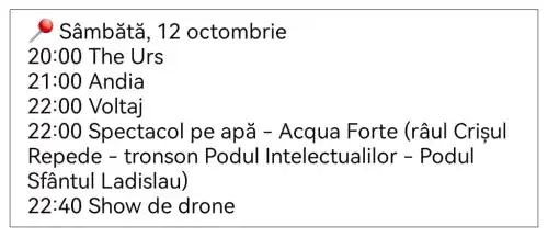 program festivalul oradea festifall 2024 artisti si concerte