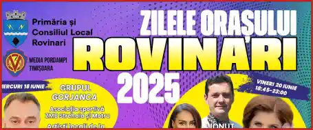 Zilele orașului Rovinari 2025 Program Concerte pe zile