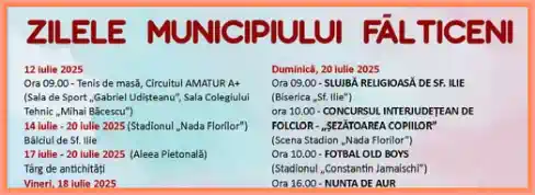 Zilele Municipiului FĂLTICENI 2025 program concerte artiști