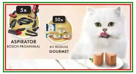 Câștigă un aspirator Bosch Pro Animal Vacuum Cleaner sau kituri Gourmet