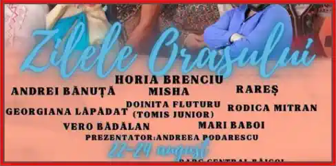 Zilele Orașului BĂICOI 2025 lineup artiști