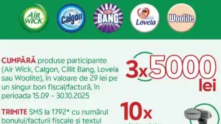 concurs Air Wick, Calgon 2025 castiga 5000 lei