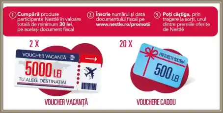 Concurs Câștigă cu Nestlé 2025 vouchere de vacanță Aerotravel 5.000 lei