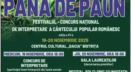 Festivalul „Pană de Păun” 2025 Bistrița Dată premii artiști