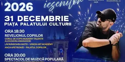 Vino la Revelionul Ieșenilor 2026 muzică populară, VUNK, DJ Johnny W, show drone și artificii