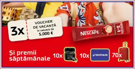Concurs NESCAFÉ 3in1 2026 câștigători vacanțe de 5.000