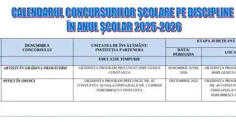 calendar concursuri scolare 2026 constanta