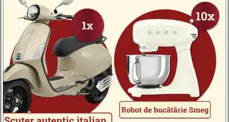 Câștigă Scuter Vespa Primavera 125 sau Robot de bucătărie Smeg la Concursul Birra Moretti