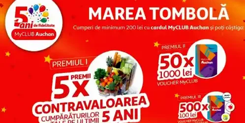 câștigători 50000 lei tombola 5 ani de fidelitate myclub auchan 2026