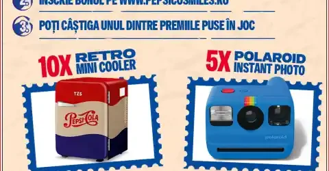 câștigă un minicooler retro de 65L sau un aparat foto Polaroid instant