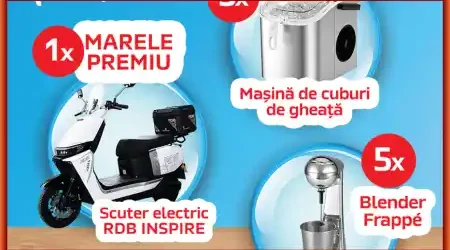 câștiga un scuter electric, un mixer pentru băuturi sau o mașină de făcut cuburi de gheață